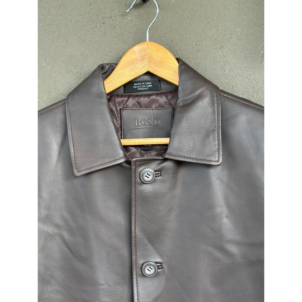 $600 BGSD Men’s Medium Brown Peter Three-Quarter Lambskin Leather Car Coat - Picture 6 of 12